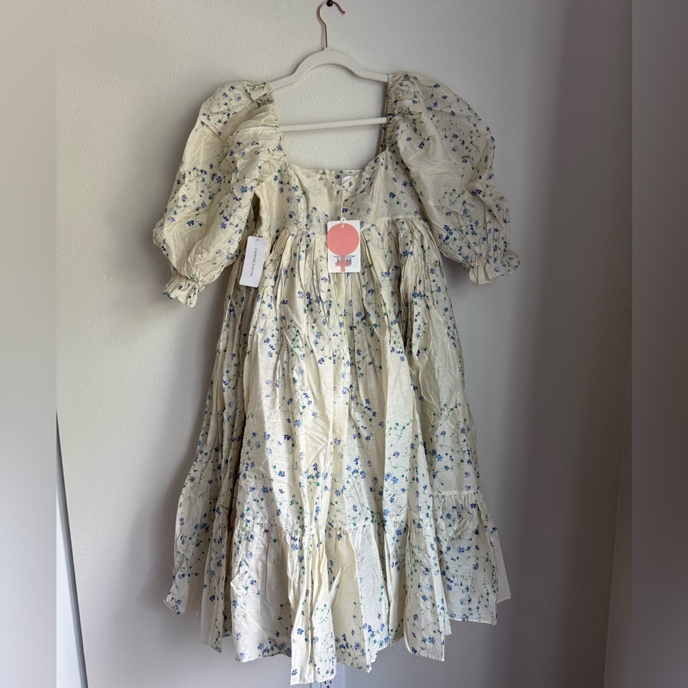 Selkie Blue Vine French Puff Dress - Picture 3 of 6